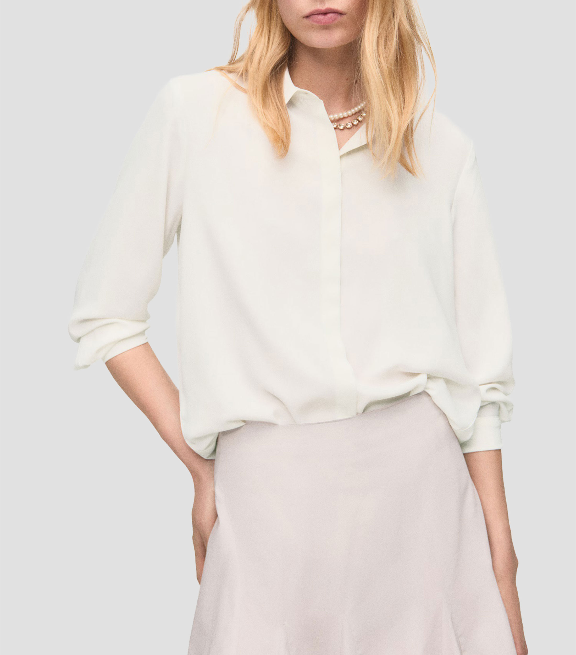 Camisa lisa de manga larga Mujer